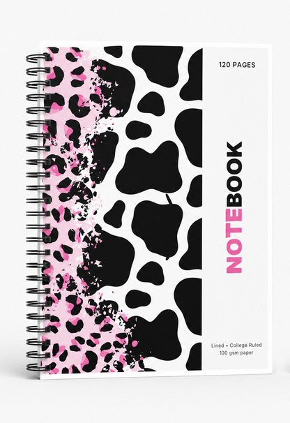 Pink Leopard & Cow Print Spiral bound Notebook | 8.5x11 Size