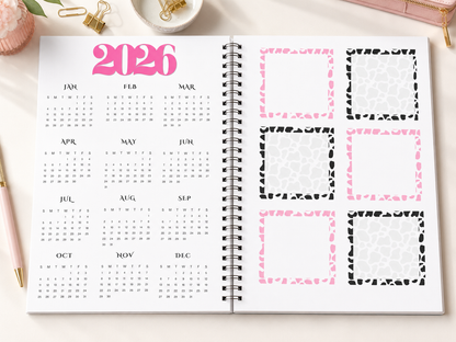 Pink Leopard & Cow Print Spiral bound Notebook | 8.5x11 Size