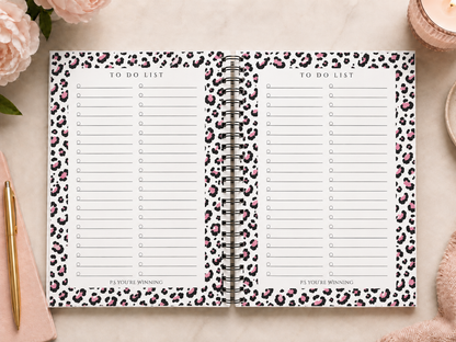 Pink Leopard & Cow Print Spiral bound Notebook | 8.5x11 Size