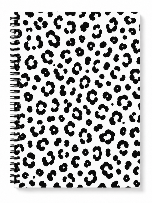 Leopard Print Journal Black and White Spiral bound Notebook Journal 8.5x11 Size Lined, 120 Pages/60 sheets | Grid, Dotted and Blank Paper Options (Copy)
