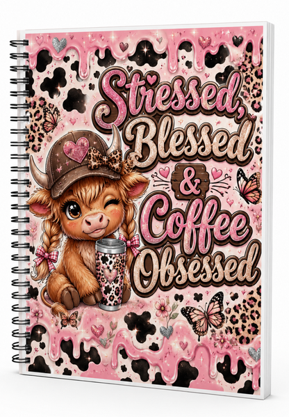 Highland Cow Spiral bound Notebook Journal 8.5x11 Size Lined Pages