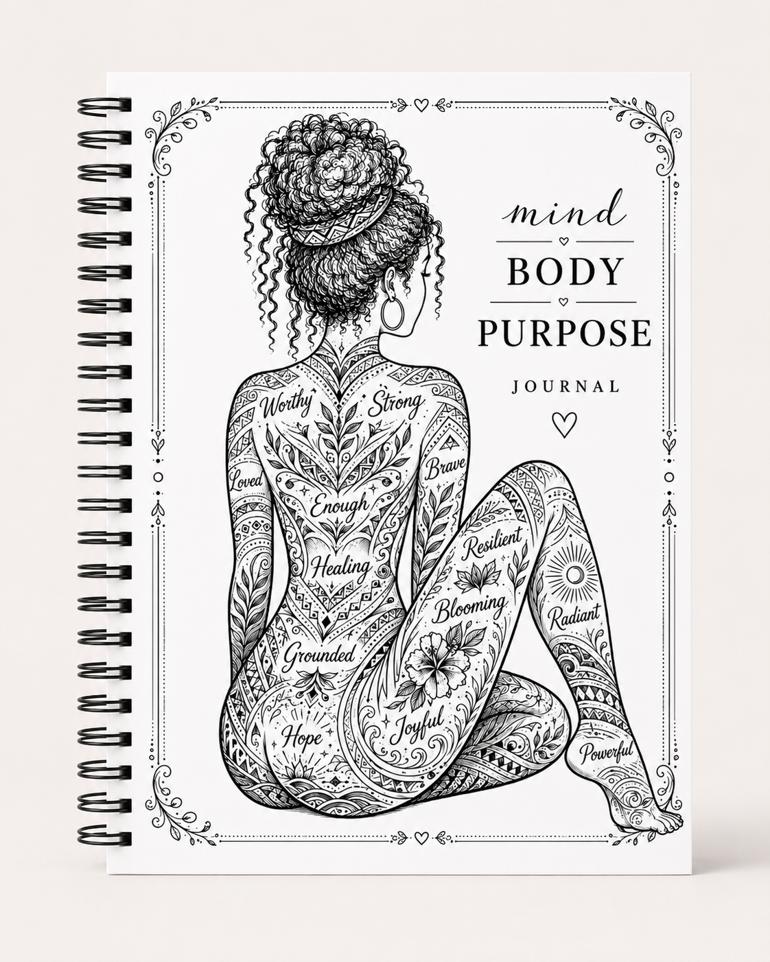 Woman Affirmation Line Art Spiral-bound Notebook Journal, 8.5x11 size